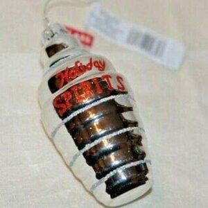 2020 Collectible Christmas Ornament Glass Drink Shaker SILVER"Holiday Spirits"